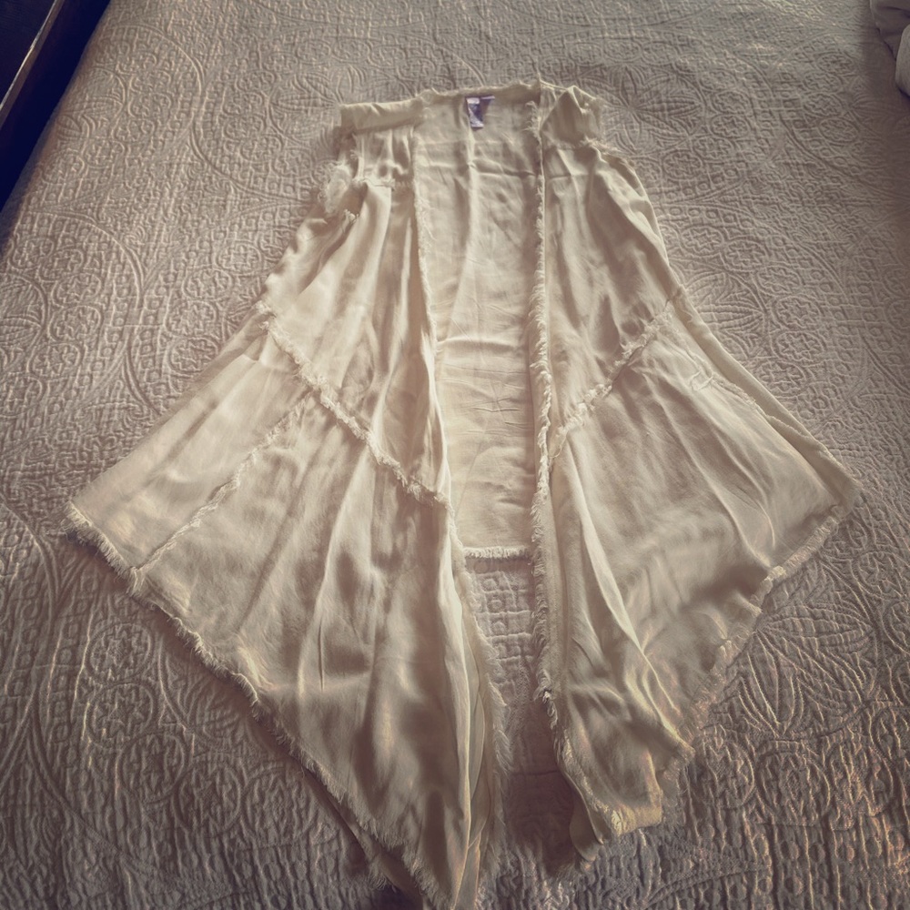 Women’s White Fringe cover up Small